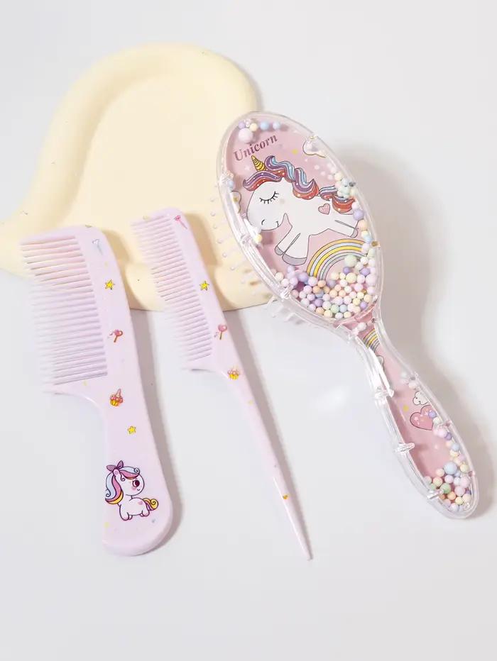Ensemble de peignes de dessin animé 3 pièces, double usage humide et sec, coiffure, adapté à toute t
