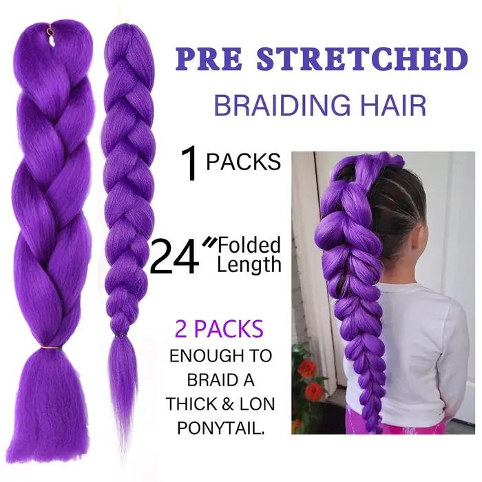 Cheveux tressés violets synthétiques 24 pouces, cheveux tressés pré-étirés pour tresses Extensions d
