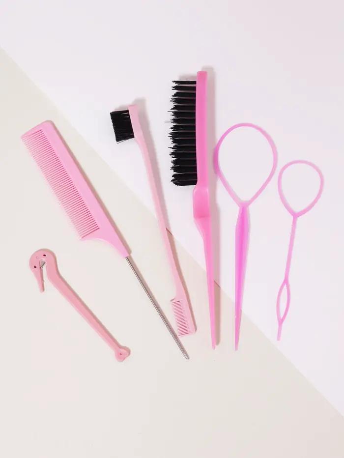 Ensemble de Peignes de Coiffure, Brosse à Queue Jolie tue, Outil de Tissage, Anneau, Coupe-artificie