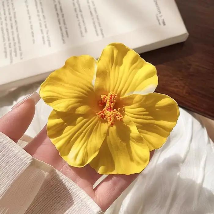 Pince à cheveux en forme d'hibiscus artificiel pour femmes, 1 pièce, style vacances en bord de mer, 