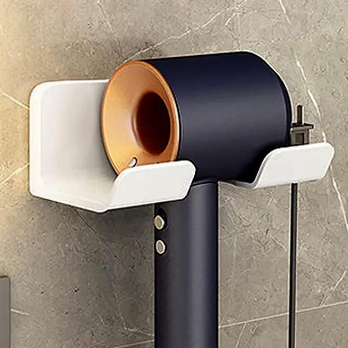 Support pour sèche-cheveux avec fonction murale ; Disponible en noir, blanc et gris pour l'organisat
