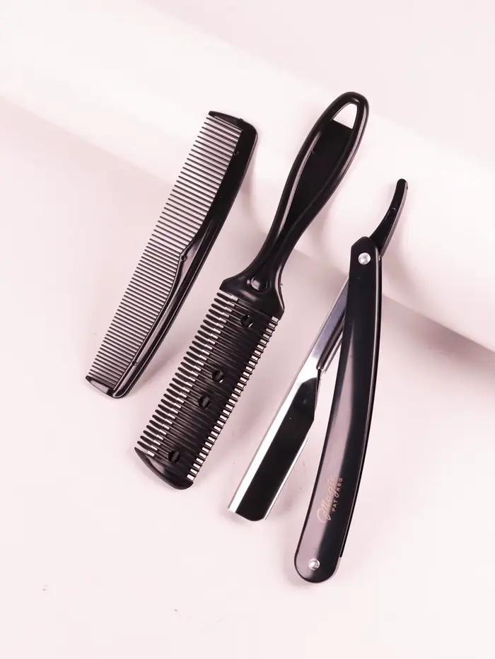 Ensemble de peignes de rasoir, rasoir pliable, peigne de coupe de cheveux double face, peigne sparse