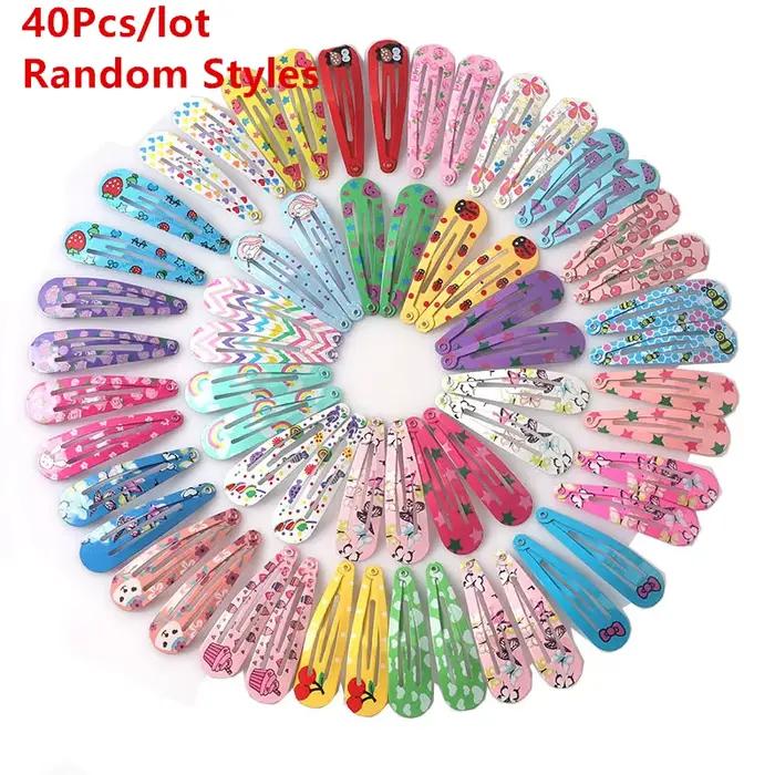 Épingle à cheveux pour filles, 40 pièces/lot, accessoires pour cheveux, imprimé de fruits, animaux, 