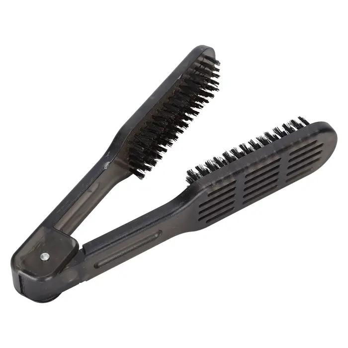Brosse à cheveux en nylon en forme de V, fer à lisser professionnel, double brosse, pince à peigne, 