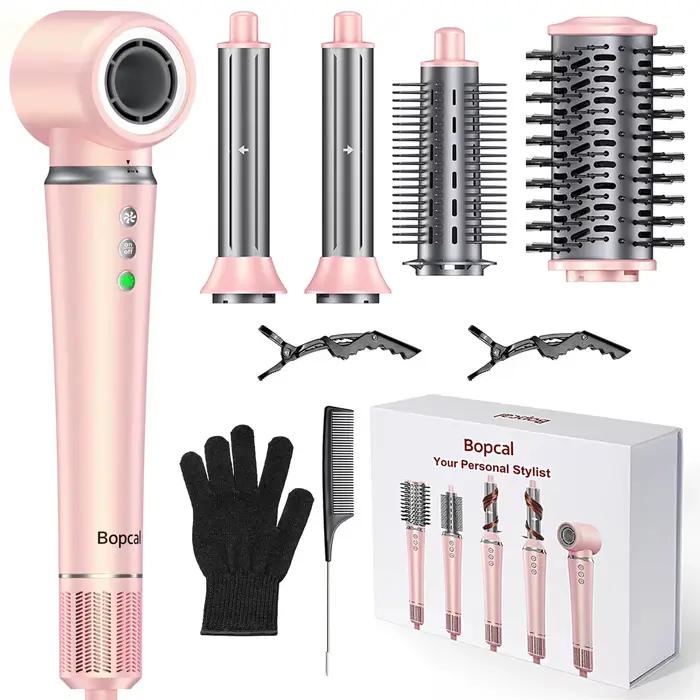 Ensemble de brosses pour sèche-cheveux 5 en 1 avec sac, bigoudi professionnel à enveloppe automatiqu