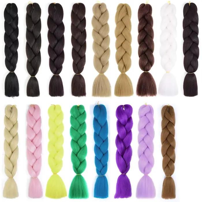 Cheveux tressés violets synthétiques 24 pouces, cheveux tressés pré-étirés pour tresses Extensions d