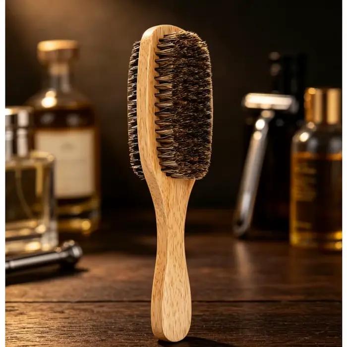Brosse à cheveux en poils de sanglier, brosse à vagues, en bois naturel, double usage, double face, 