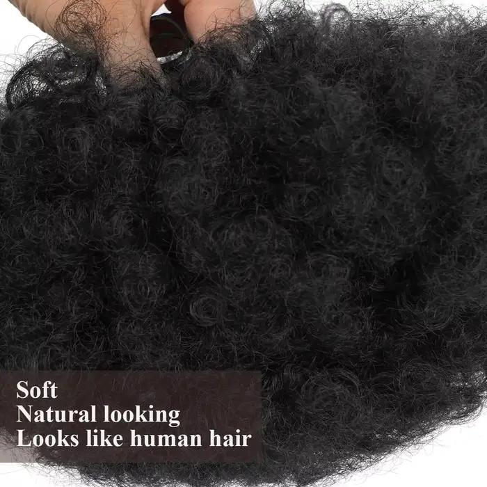 Grande queue de cheval synthétique Afro avec cordon de serrage, Extensions capillaires courtes crépu