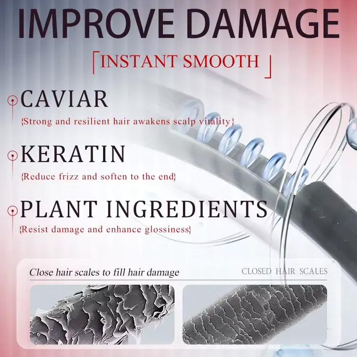 Masque Capillaire 500ml Double Kératine Cheveux Secs et Abîmés Brillance Anti-frisottis Nourrissant 