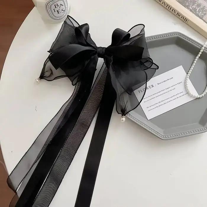 Pince à cheveux en mousseline de soie pour femmes, grande épingle à cheveux élégante, barrettes pour