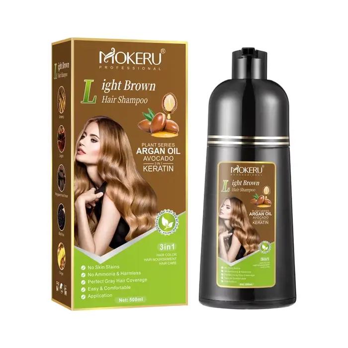 Mokeru Shampoing de coloration de cheveux à la kératine sans ammoniaque Shampooing de teinture de ch