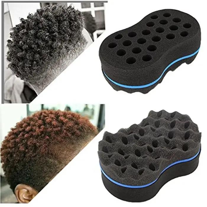 Brosse éponge de coiffure bouclée, brosses éponge Double face, multi-trous, tresse latérale torsadée