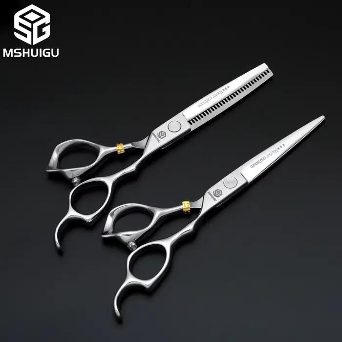 MSHUIGU – ciseaux de barbier professionnels de 6 pouces, en acier inoxydable 440C, lame inversée, ci