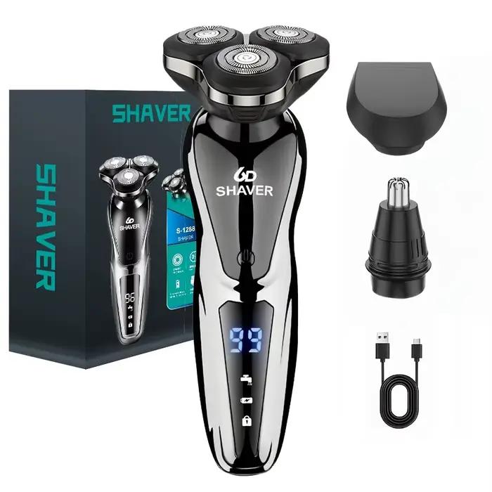 Rasoir électrique pour hommes, rasoir électrique 3 en 1, tondeuse à poils de nez, rasoir portable re