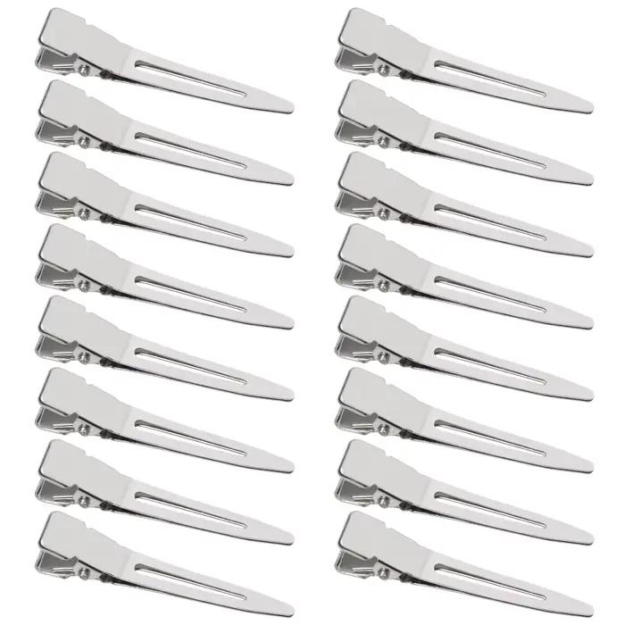 Pinces à bec de canard à une broche, pinces à cheveux argentées, section de réglage, pinces crocodil