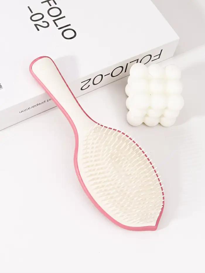 Brosse à cheveux en forme de feuille moelleuse, peigne de massage du cuir chevelu à poils en plastiq