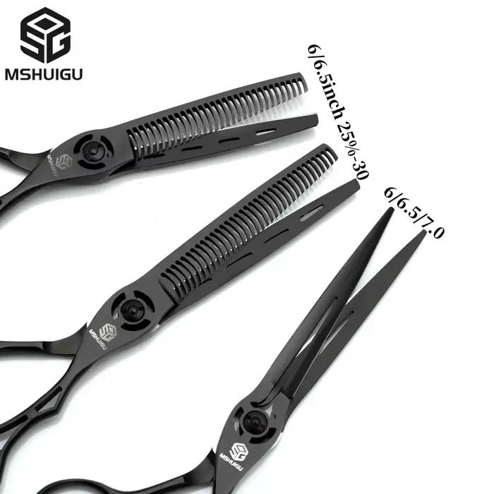 MSHUIGU – ensemble de ciseaux de barbier professionnels japonais 440C, 6-6.5-7 pouces, ciseaux à eff