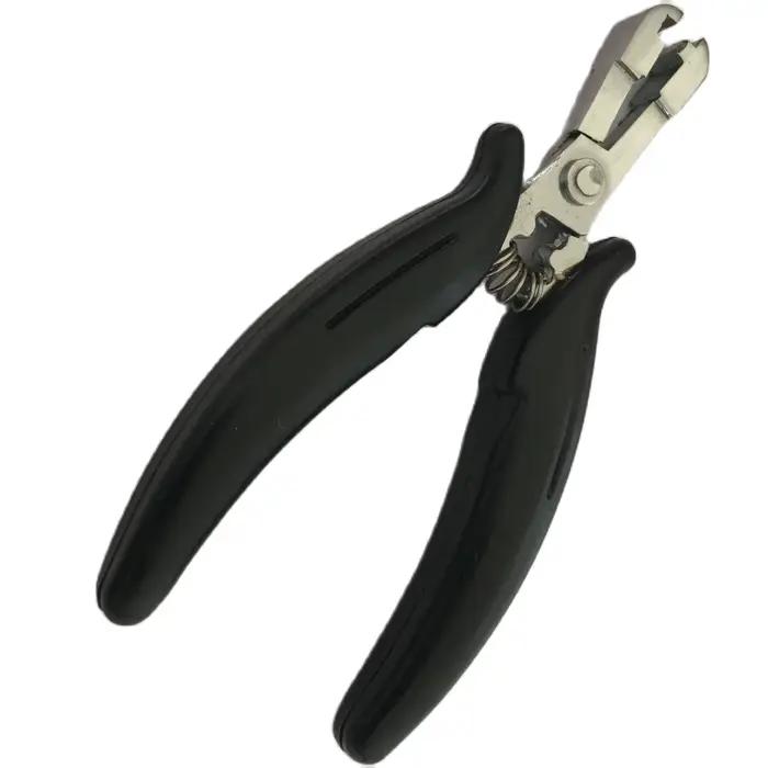 Pince de Type plat avec poignée noire, rainure de 6mm, pour Extensions de cheveux pré-collées, outil