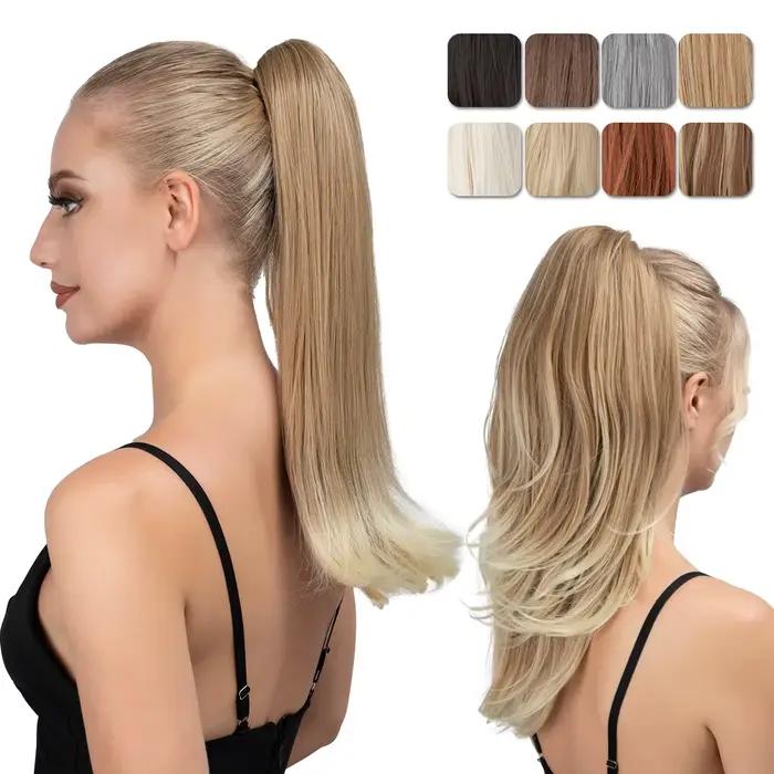 Pince à griffe synthétique en queue de cheval Extensions de cheveux postiche longue soyeuse droite f