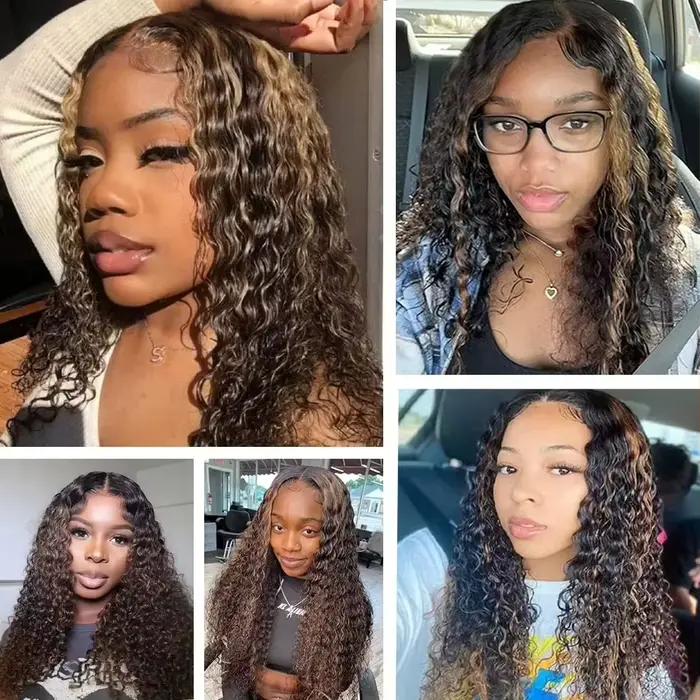 Perruque Lace Front Ombrée avec mèches, 40 pouces, bouclée, 13x6 13x4, Lace Frontal HD, Cheveux Huma