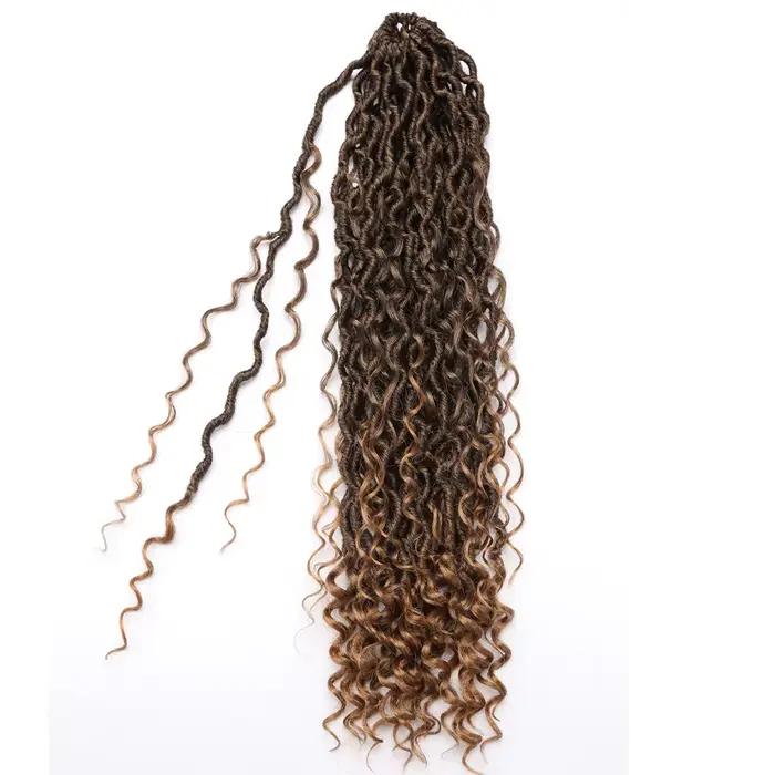 Extensions capillaires synthétiques au Crochet pour femmes, tresses bouclées, Faux Locs, noires, Hip