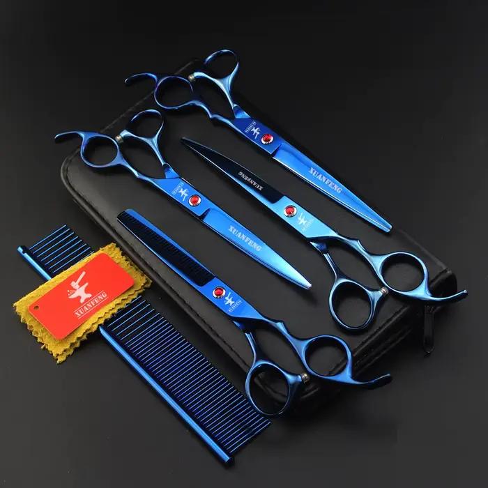 XUANFENG – ciseaux à cheveux colorés de 7 pouces, 4 pièces, ciseaux de coupe pour animaux de compagn
