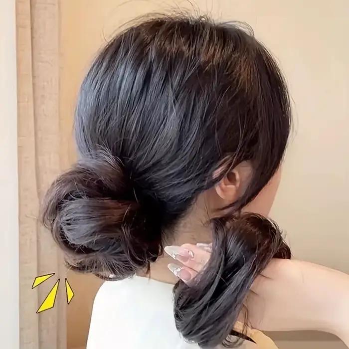 Perruque Updo synthétique facile à porter, Chignon lisse et élégant avec élastique, postiche queue d