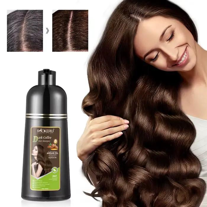 Mokeru Shampoing de coloration de cheveux à la kératine sans ammoniaque Shampooing de teinture de ch