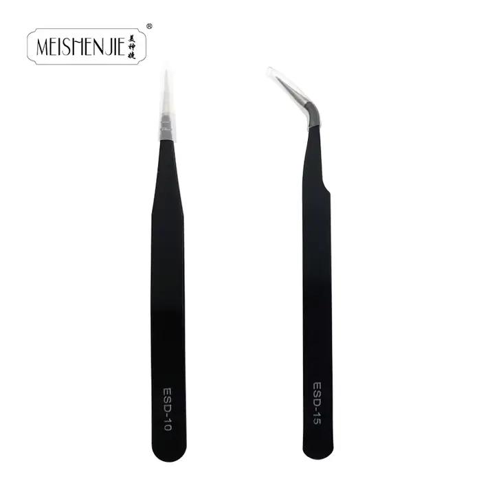 MEISHENJIE-Pince à épiler en acier inoxydable pour faux cils, outil de maquillage pour extensions d'