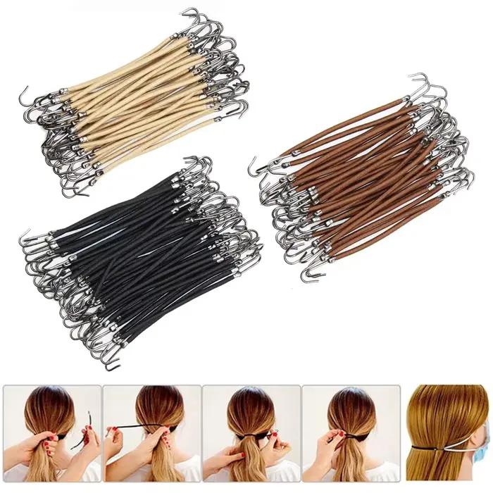 5/10/20 pièces à la mode Double crochets bandeau en caoutchouc haute élastique conçu coiffure queue 