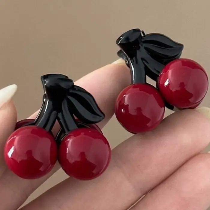 4-8 pièces de cerise de perles rouges, petites pinces à cheveux, douces, filles, cheveux cassés, Min