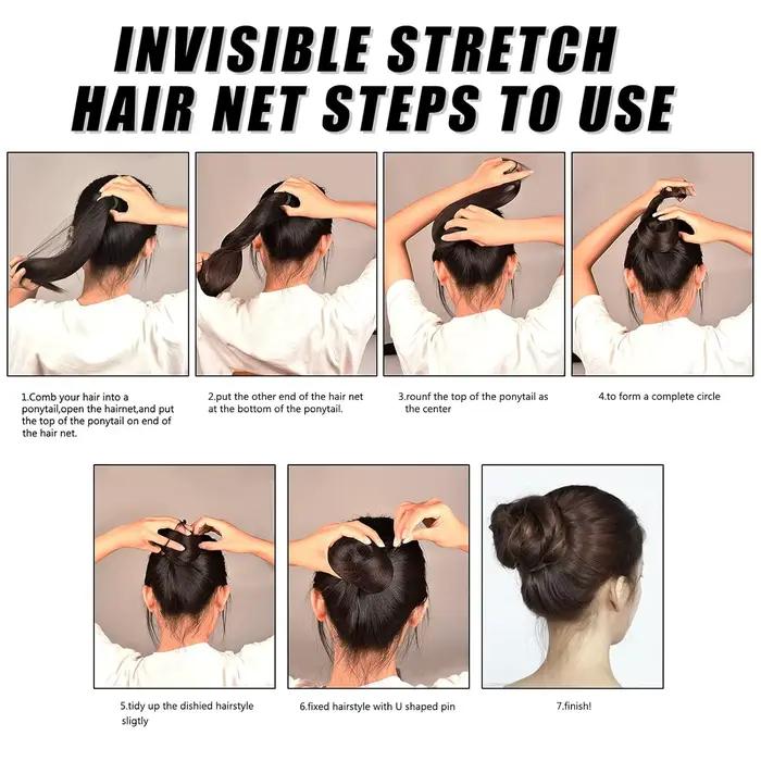 Filet à cheveux 50 pièces, filets à cheveux de 24 pouces, maille élastique Invisible pour le Service