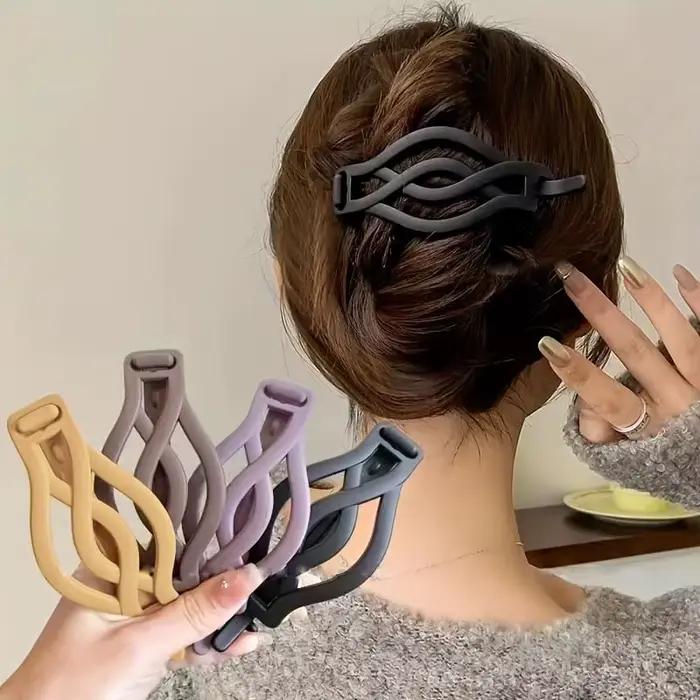 Pinces à cheveux rondes et plates françaises, 4 pièces, Vintage, torsadées, boucle antidérapante pou
