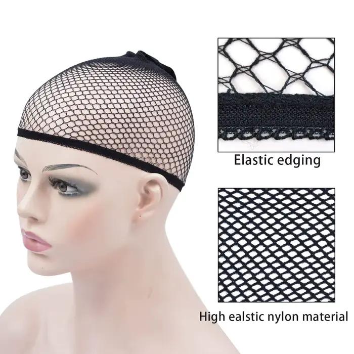 Bonnet de perruque en maille extensible, filet à cheveux noir élastique, filet de perruque en résill