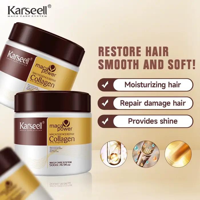 Karseell 2 pièces traitement capillaire au collagène réparation profonde conditionnement huile d'arg