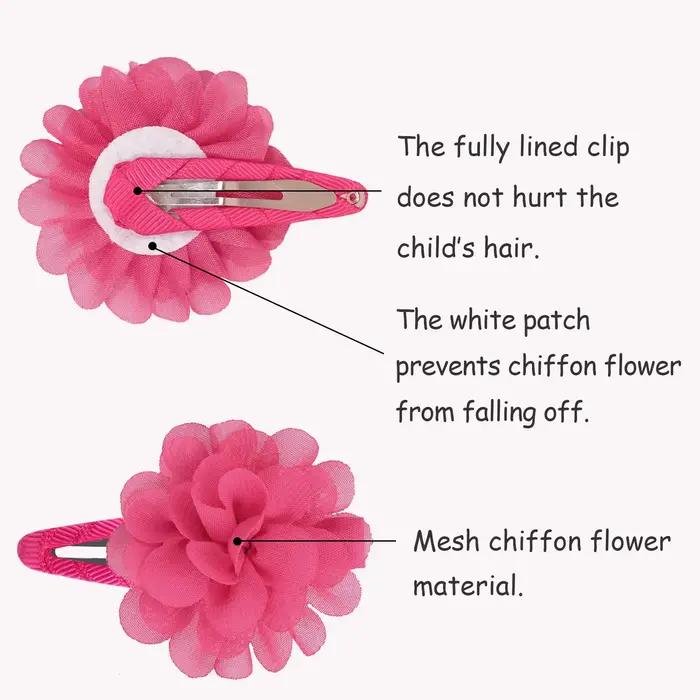 6 pinces à cheveux antidérapantes en forme de fleur en mousseline de soie, accessoires pour cheveux 