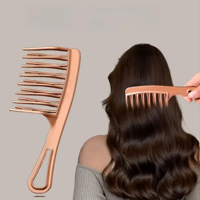 Peigne à dents grandes à Double rangée pour femmes, spécial permanente, bouclé, en plastique, grand 
