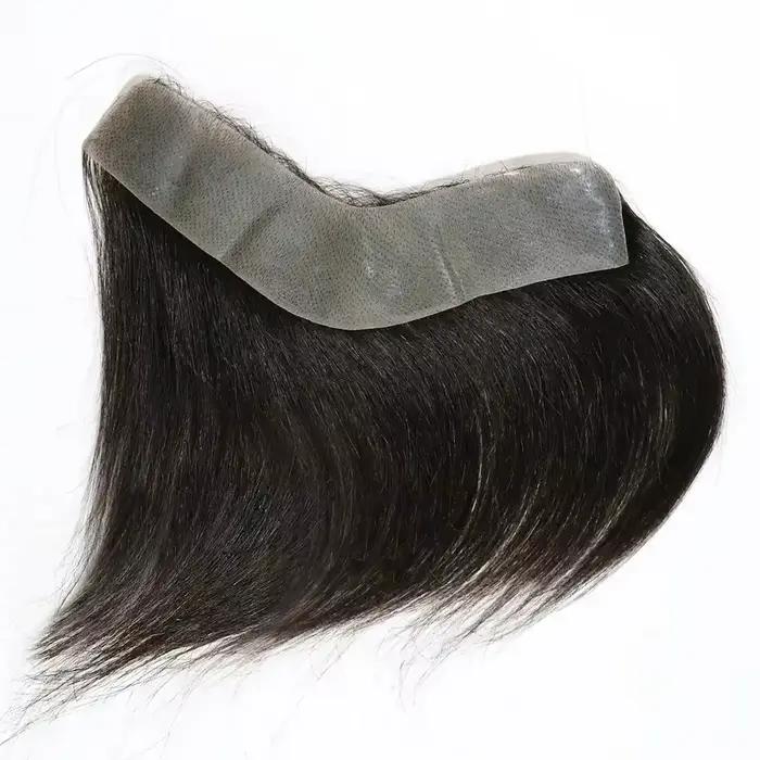 Hotsale 100% morceau de cheveux humains hommes Topper V boucle peau Super mince PU ligne avant systè