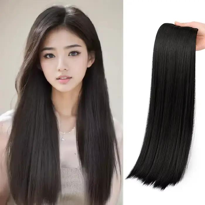 Extension capillaire synthétique épaisse à 5 Clips, postiche longue et lisse, 16 pouces, 20 pouces, 