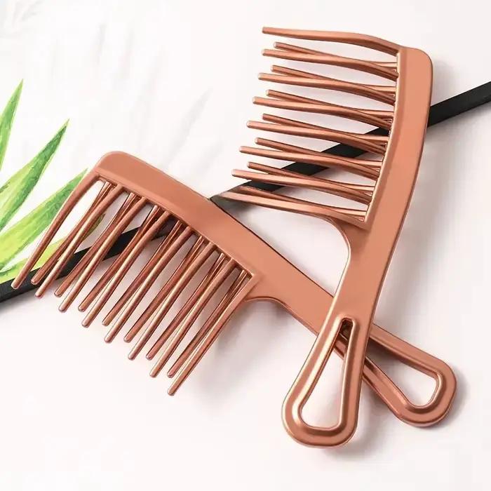 Peigne à dents grandes à Double rangée pour femmes, spécial permanente, bouclé, en plastique, grand 