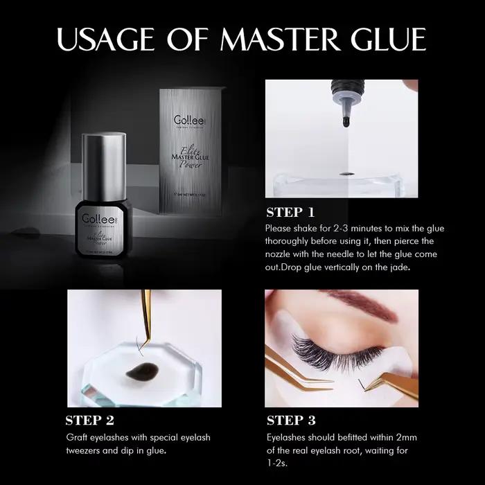 Gollee colle à cils 0.5s séchage rapide faible humidité colle d'extension de cils noir hypoallergéni