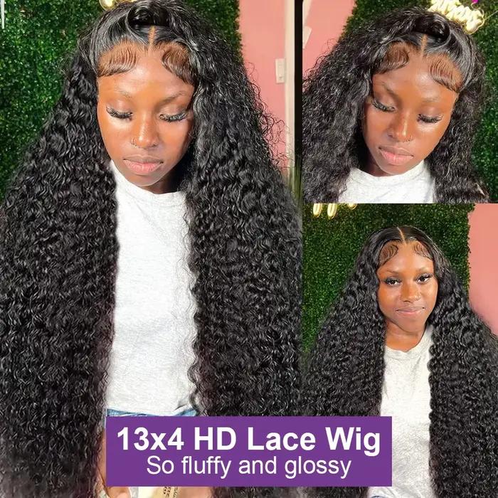 250 densité 13x6 Hd dentelle frontale perruques brésilien 32 34 40 pouces vague profonde bouclés per