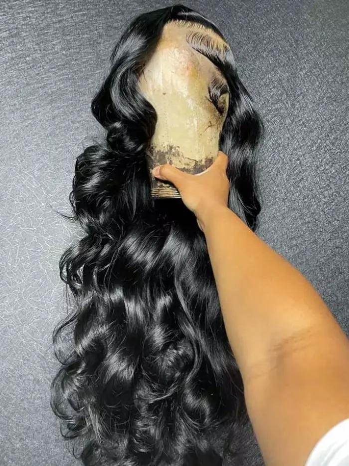 Vague de corps 13x6 Hd dentelle frontale perruque cheveux humains sans colle humide et ondulé perruq