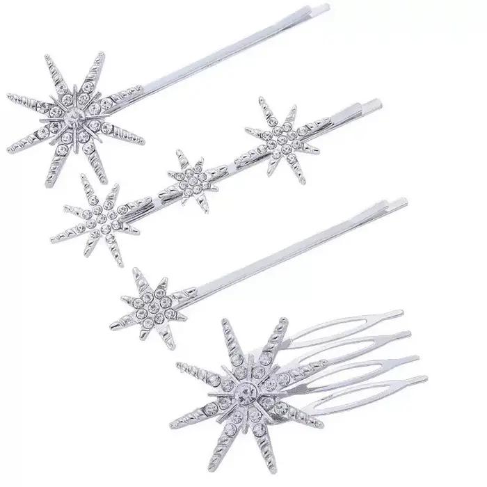 Combinaison d'accessoires pour cheveux : pinces à cheveux rétro géométriques incrustées de diamants,