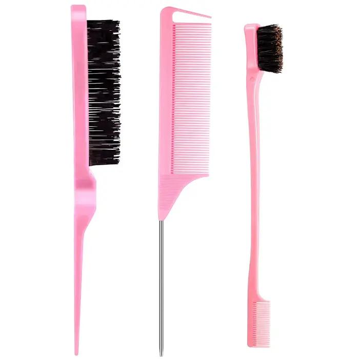 Ensemble de 3 brosses coiffantes : brosse à cheveux à 3 rangées, brosse à double bord et peigne de s