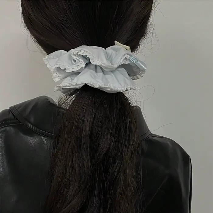 Chouchou pour cheveux pour femmes, 1 pièce, élégant, doux, bleu clair, solide, mode minimaliste coré