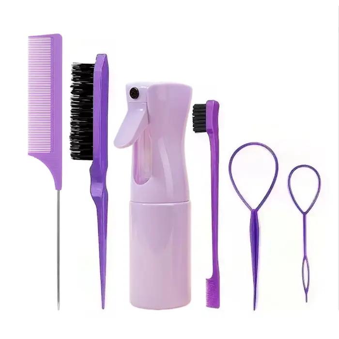 Ensemble de brosses à cheveux, bouteille de pulvérisation pour coiffure, boucle de tressage, peigne 
