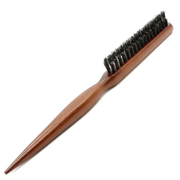 Peigne moelleux en poils de sanglier naturels, manche en bois, brosse à cheveux antistatique, peigne