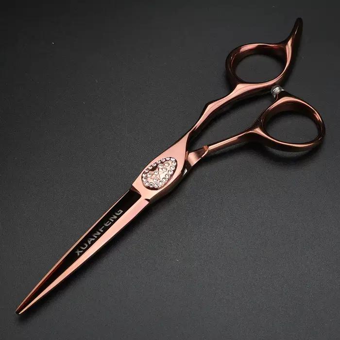 XUANFENG – ciseaux de coiffeur Champagne 6 pouces, galerie de cheveux, outils de coiffure, ciseaux d