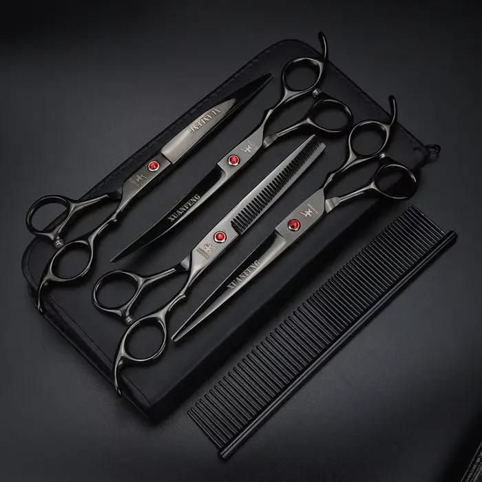 XUANFENG – ciseaux à cheveux colorés de 7 pouces, 4 pièces, ciseaux de coupe pour animaux de compagn